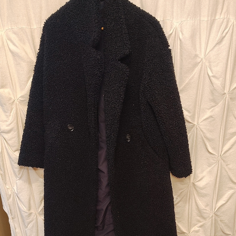 Zara Dark Blue Teddy Coat